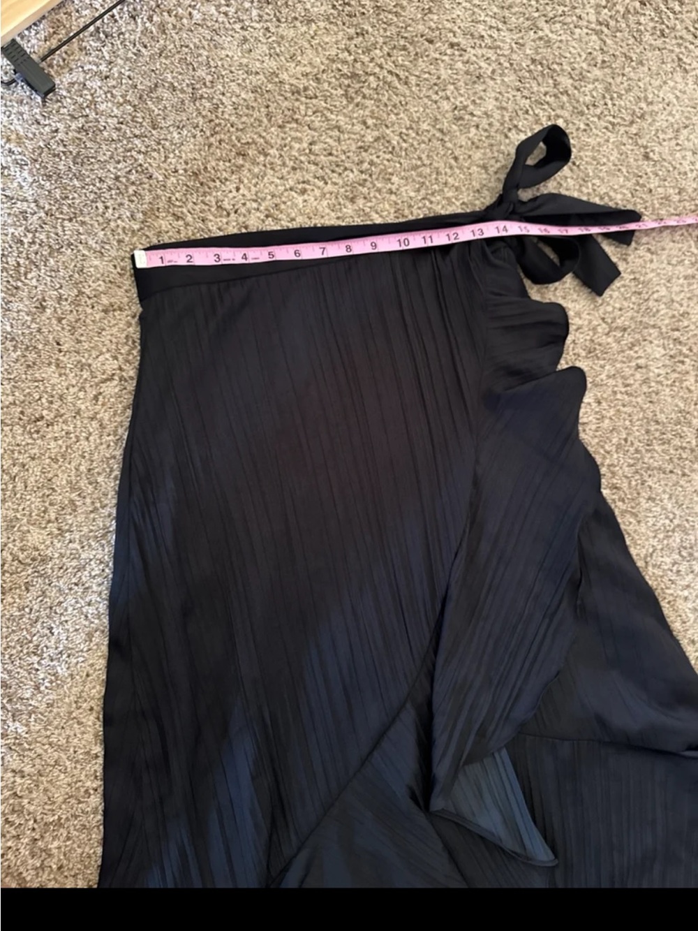 Anthropologie Maeve Ruffle Wrap Midi Skirt in Black Size Medium - Picture 11 of 12